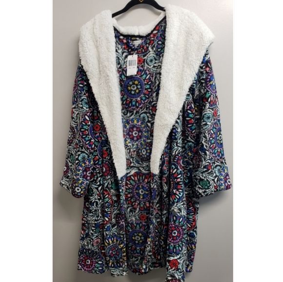 Vera Bradley 2X 3X 18 20 22 Medallion Plush Robe * MISSING SASH - Picture 1 of 11